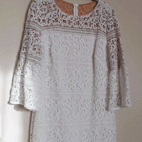 RALPH LAUREN Women White Crochet Lace dress - size 12 - Picture 1 of 13